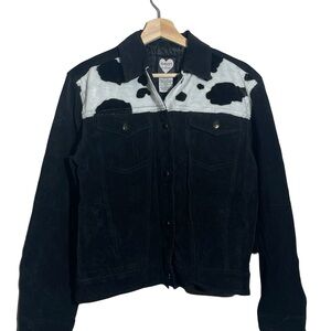 Vintage 90s/2000s‎ Ashley International Cow-print Leather Jacket Y2K Statement